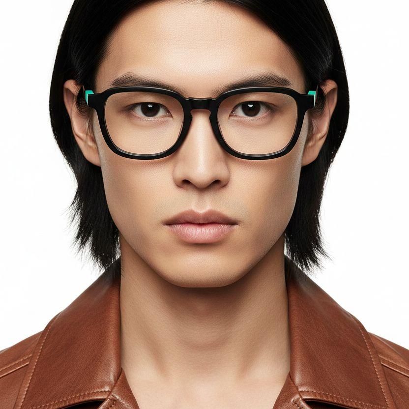 Rectangular Black Acetate Glasses #BS1902-0141