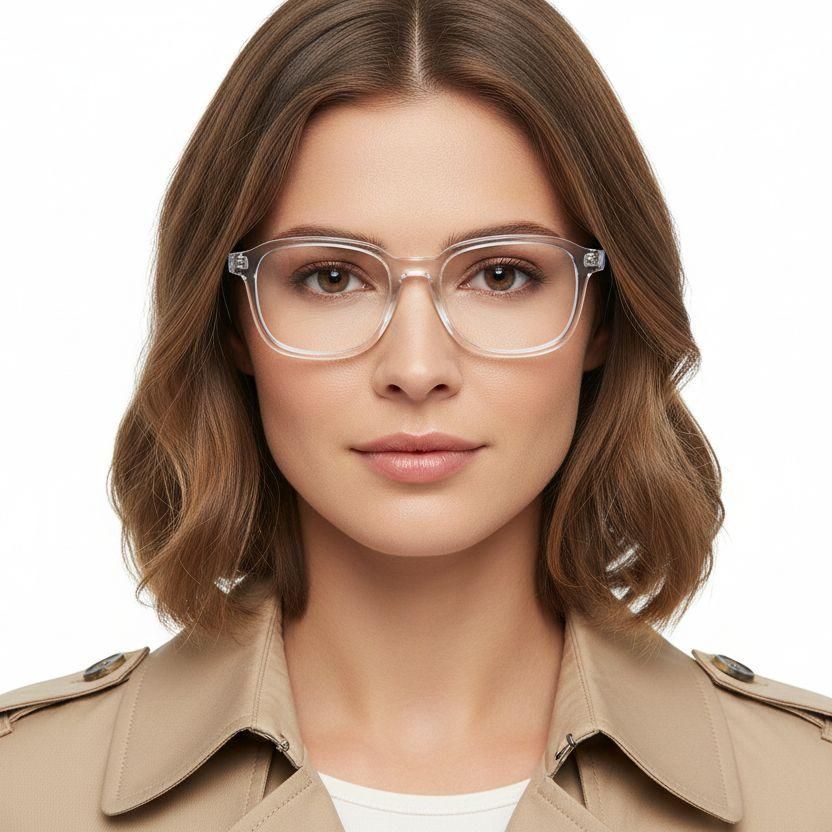 Rechthoekige transparante acetaatglazen #BS1902-0144