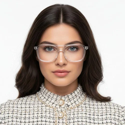 Lunettes d'aviateur en acétate transparent #BS1902-0153