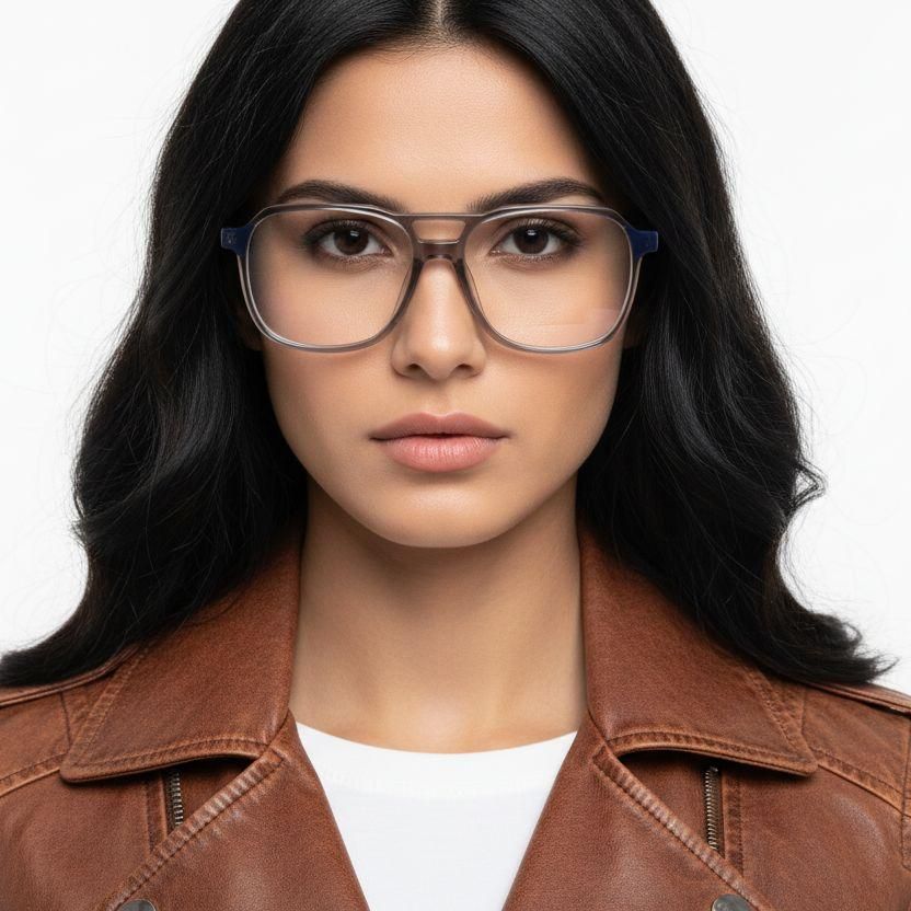 Aviator Grey Acetate Glasses #BS1902-0154