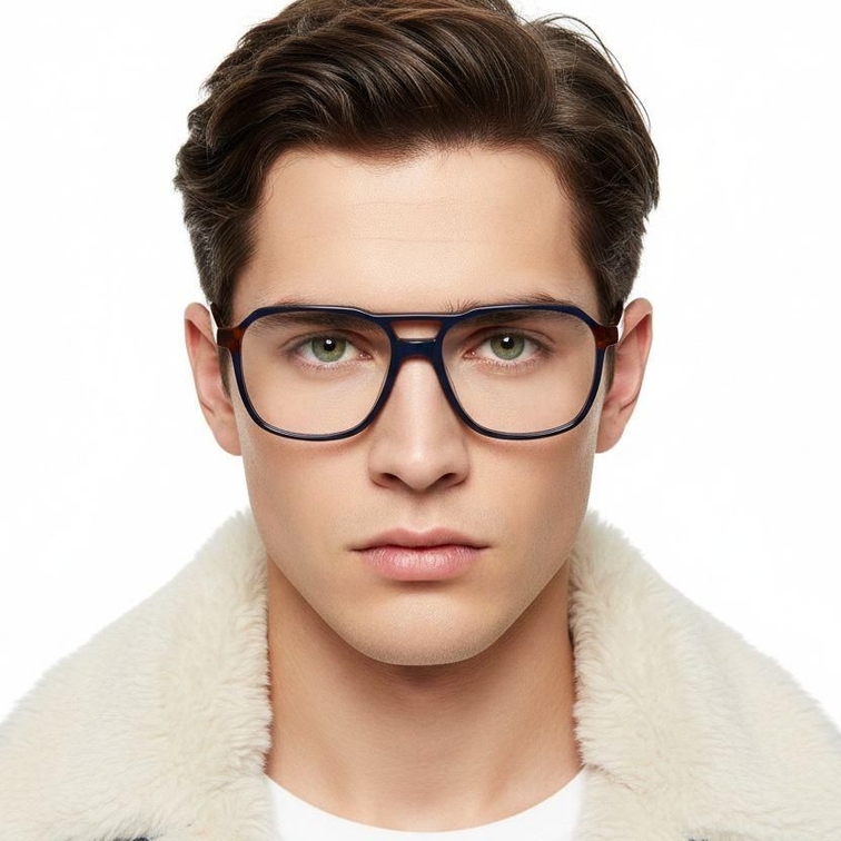 Aviator Blue Acetate Glasses #BS1902-0155