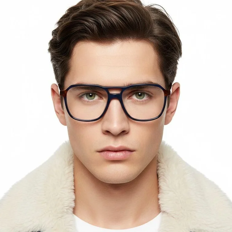 Aviator Blue Acetate Glasses #BS1902-0155