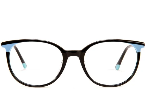Lunettes ovales en acétate noir #BS1902-0179