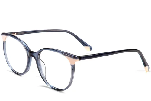 Lunettes ovales en acétate bleu #BS1902-0180