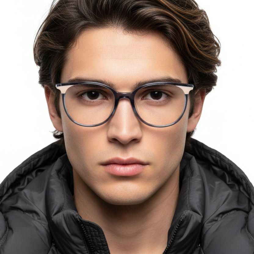 Oval Blue Acetate Glasses #BS1902-0180