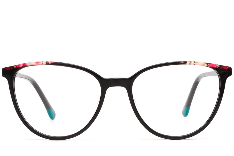 Schmetterlingsbrille aus schwarzem Acetat #BS1902-0183