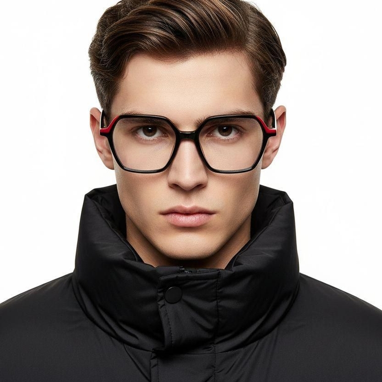 Geometric Black Acetate Glasses #BS1902-0190