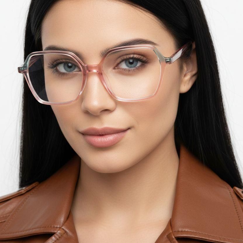 Geometric Pink Acetate Glasses #BS1902-0191