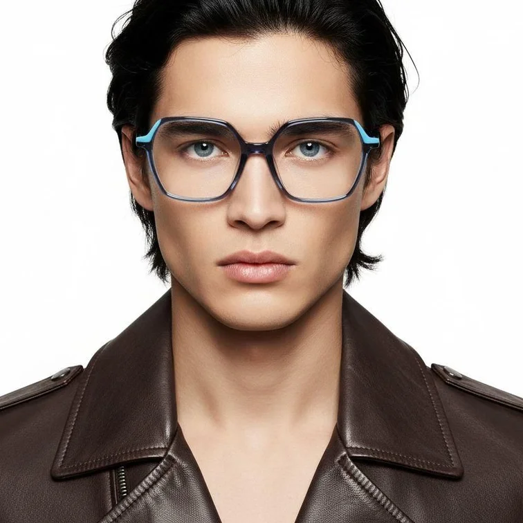 Geometric Blue Acetate Glasses #BS1902-0194
