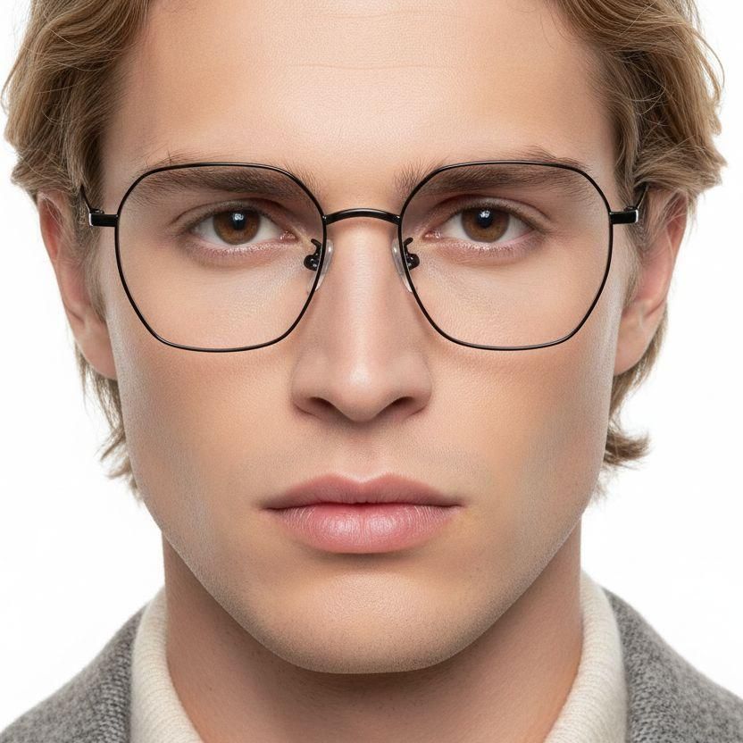 Geometric Black Titanium Glasses #BS1913-0001