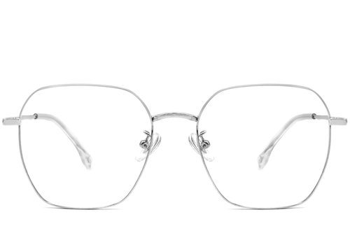 Lunettes géométriques en titane argenté #BS1913-0002