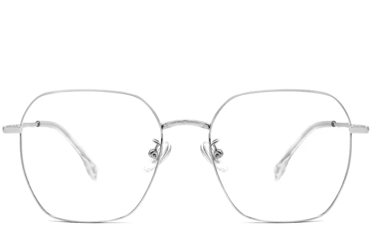 Gafas geométricas de titanio plateado #BS1913-0002