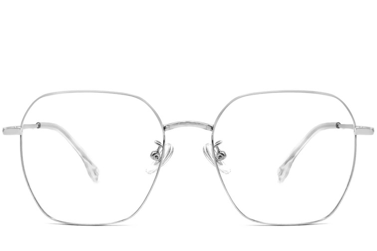 Gafas geométricas de titanio plateado #BS1913-0002