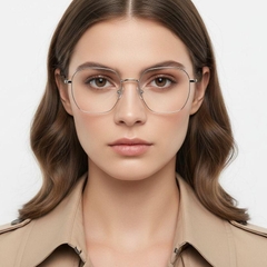 Gafas geométricas de titanio plateado #BS1913-0002