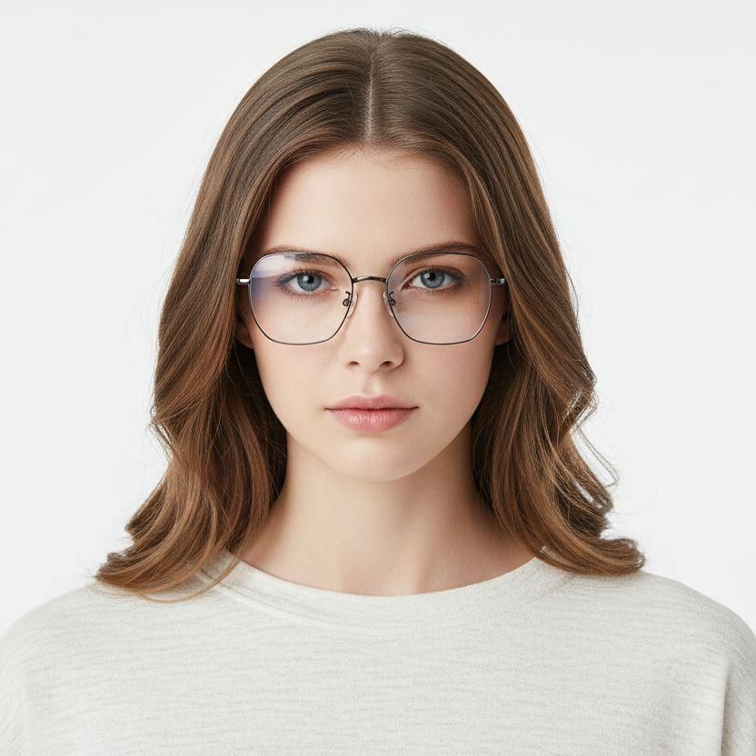 Geometrische graue Titanbrille #BS1913-0003