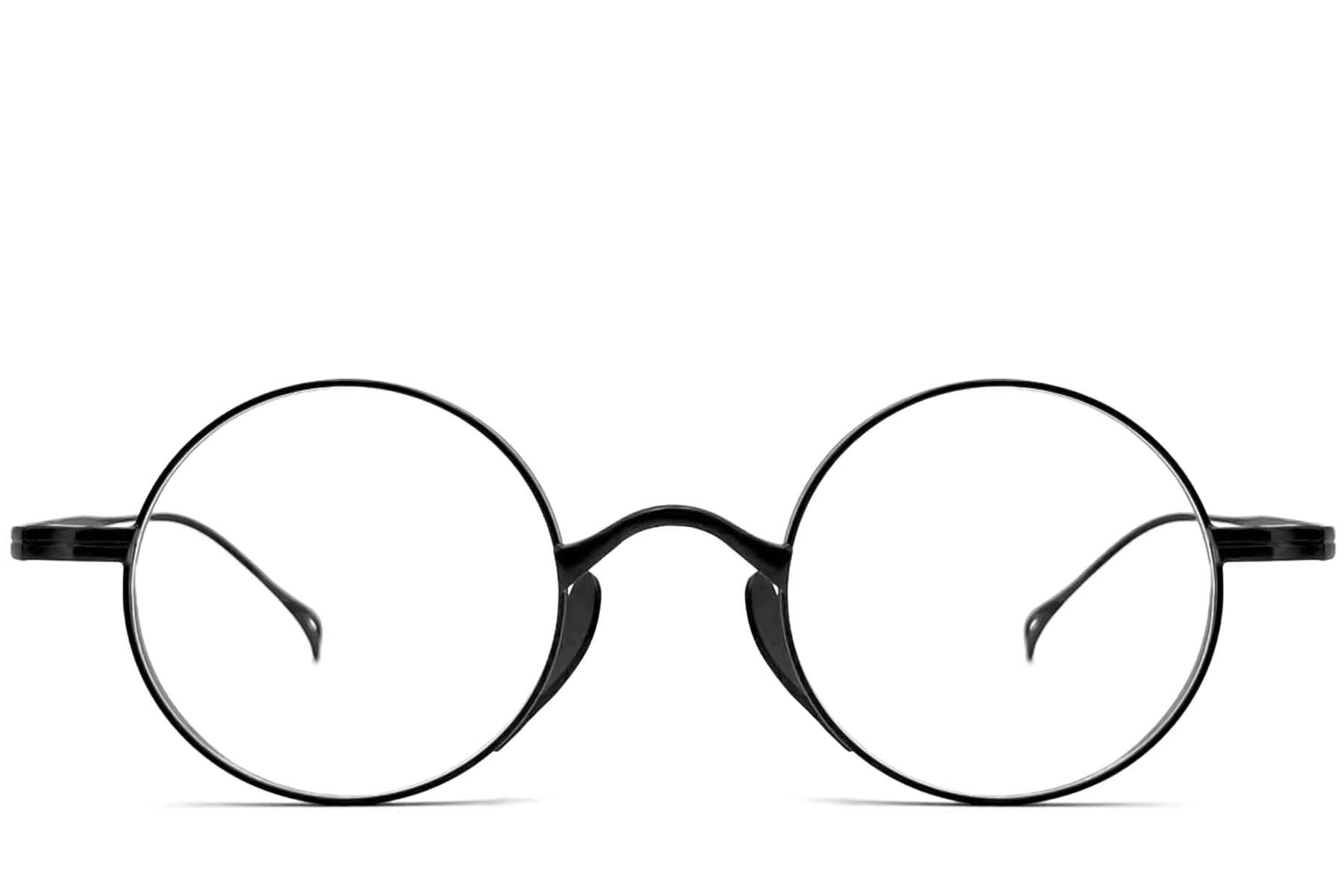 Round Black Titanium Glasses #BS1913-0005
