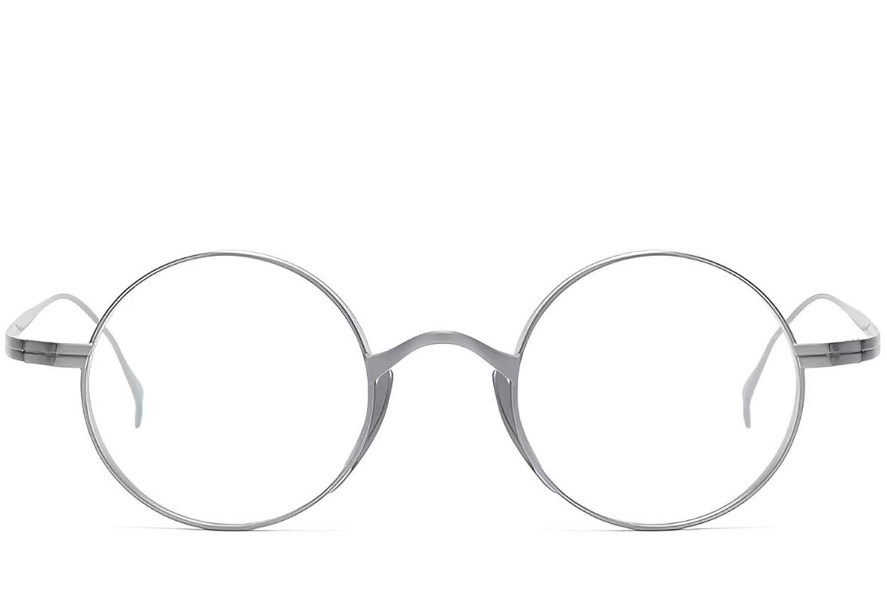 Gafas redondas de titanio plateado #BS1913-0007