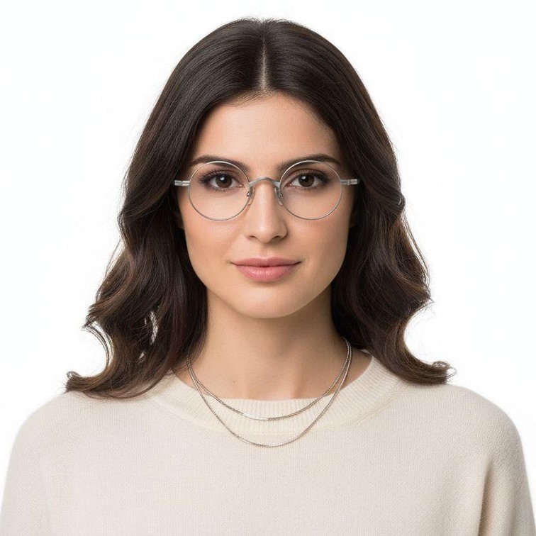 Occhiali rotondi in titanio color argento #BS1913-0007