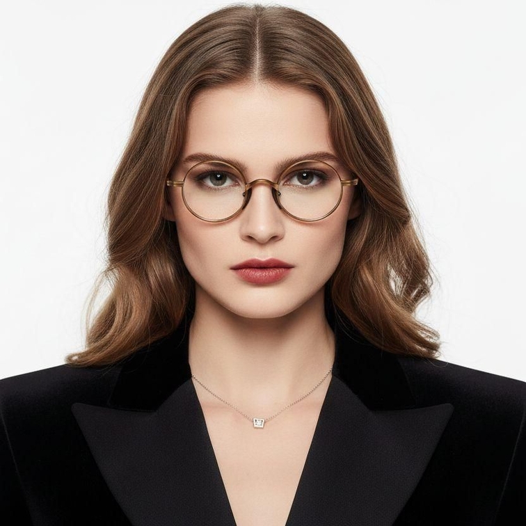 Lunettes rondes en cuivre et titane #BS1913-0008