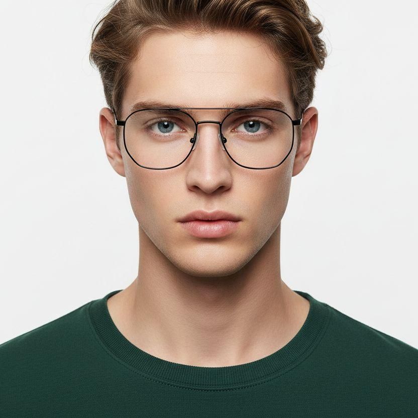 Gafas geométricas de titanio negro #BS1913-0009