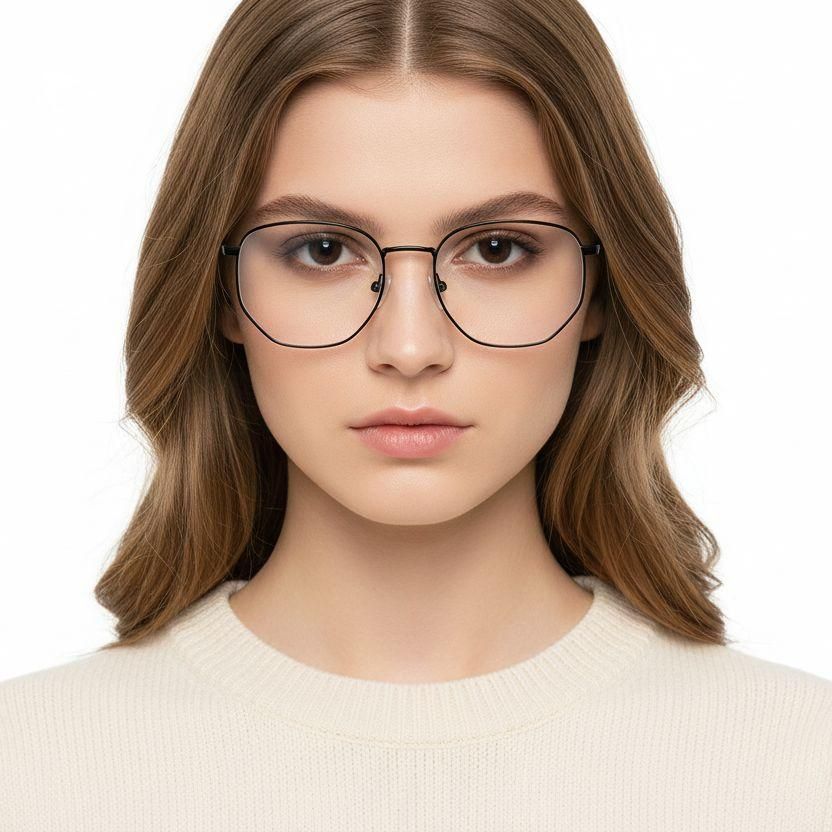 Geometrische schwarze Titanbrille #BS1913-0009