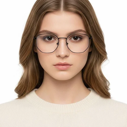 Lunettes géométriques noires en titane #BS1913-0009