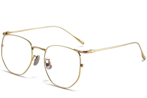 Gafas geométricas de titanio dorado #BS1913-0010