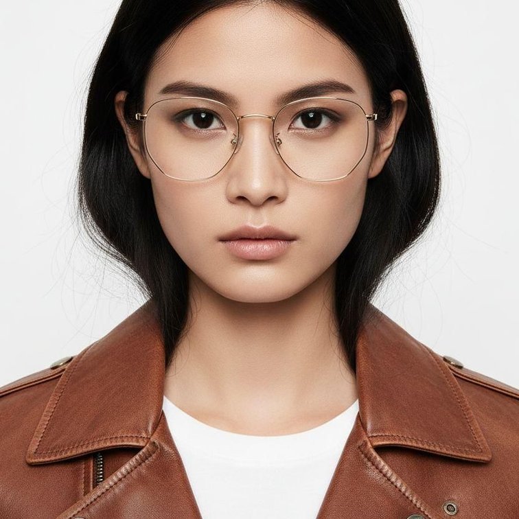 Gafas geométricas de titanio dorado #BS1913-0010