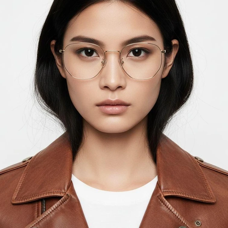 Gafas geométricas de titanio dorado #BS1913-0010