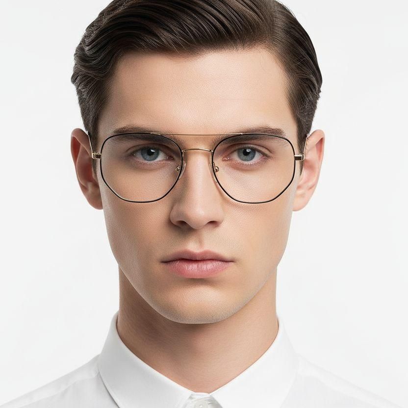 Geometric Black Titanium Glasses #BS1913-0012