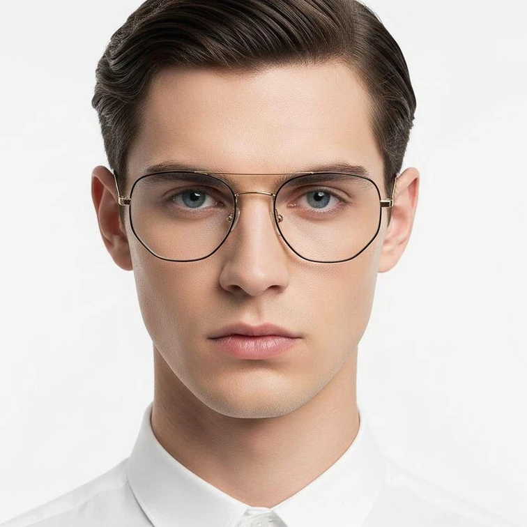 Gafas geométricas de titanio negro #BS1913-0012