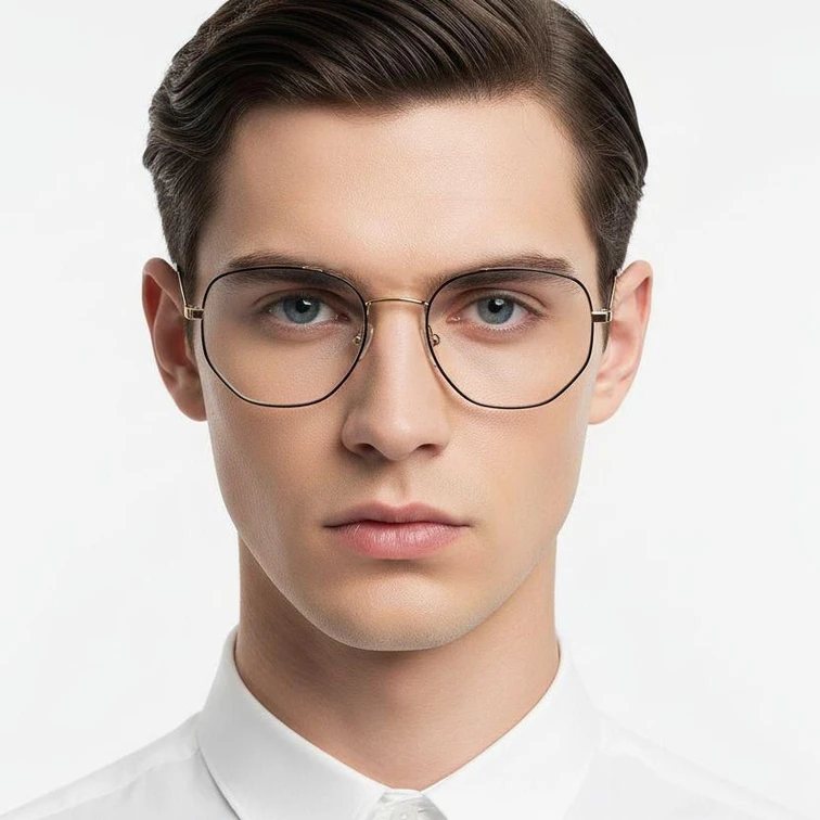 Gafas geométricas de titanio negro #BS1913-0012