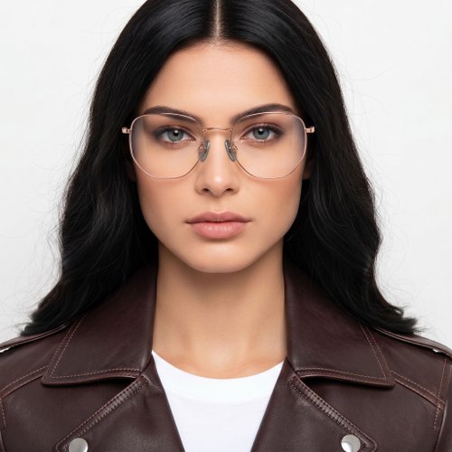 Lunettes géométriques roses en titane #BS1913-0013