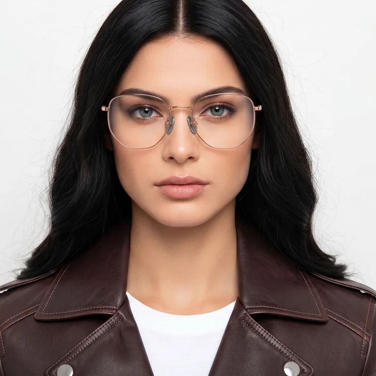 Gafas geométricas de titanio rosa #BS1913-0013