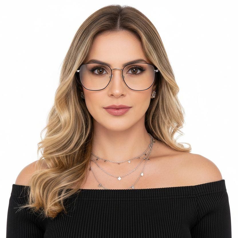 Geometrische schwarze Titanbrille #BS1913-0014