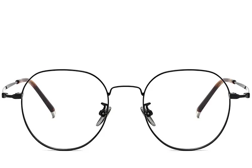 Lunettes ovales en titane noir #BS1913-0015