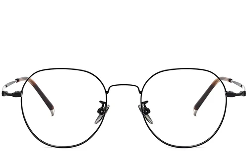 Lunettes ovales en titane noir #BS1913-0015