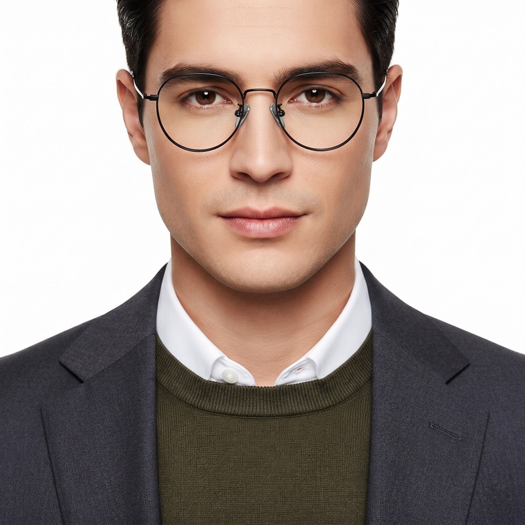 Oval Black Titanium Glasses #BS1913-0015
