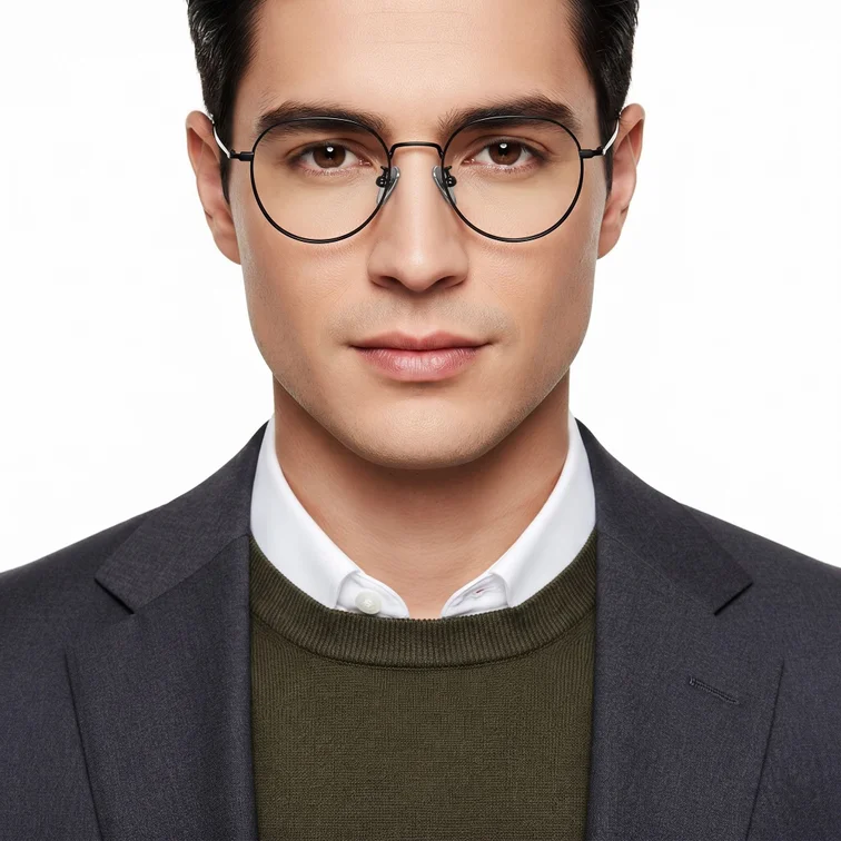 Oval Black Titanium Glasses #BS1913-0015