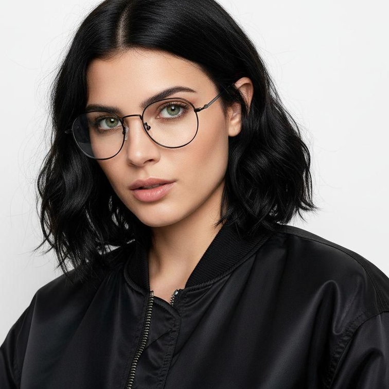 Oval Black Titanium Glasses #BS1913-0015