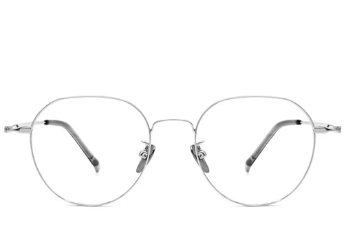 Lunettes ovales en titane argenté #BS1913-0016