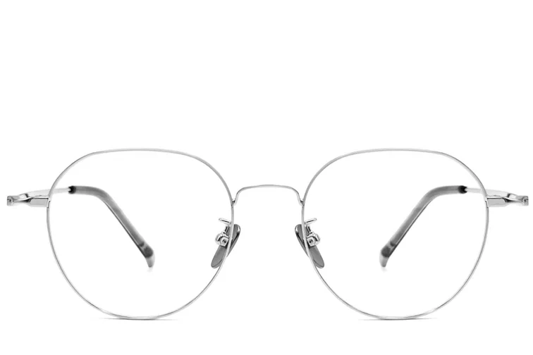 Lunettes ovales en titane argenté #BS1913-0016
