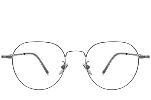 Lunettes ovales en titane gris #BS1913-0017