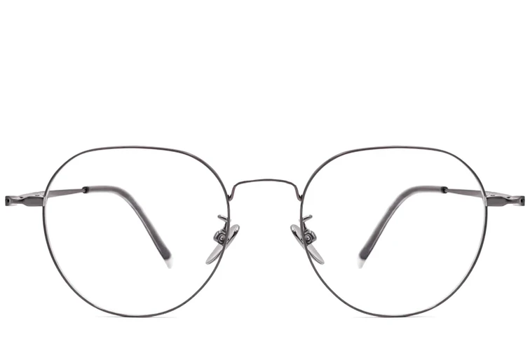Lunettes ovales en titane gris #BS1913-0017