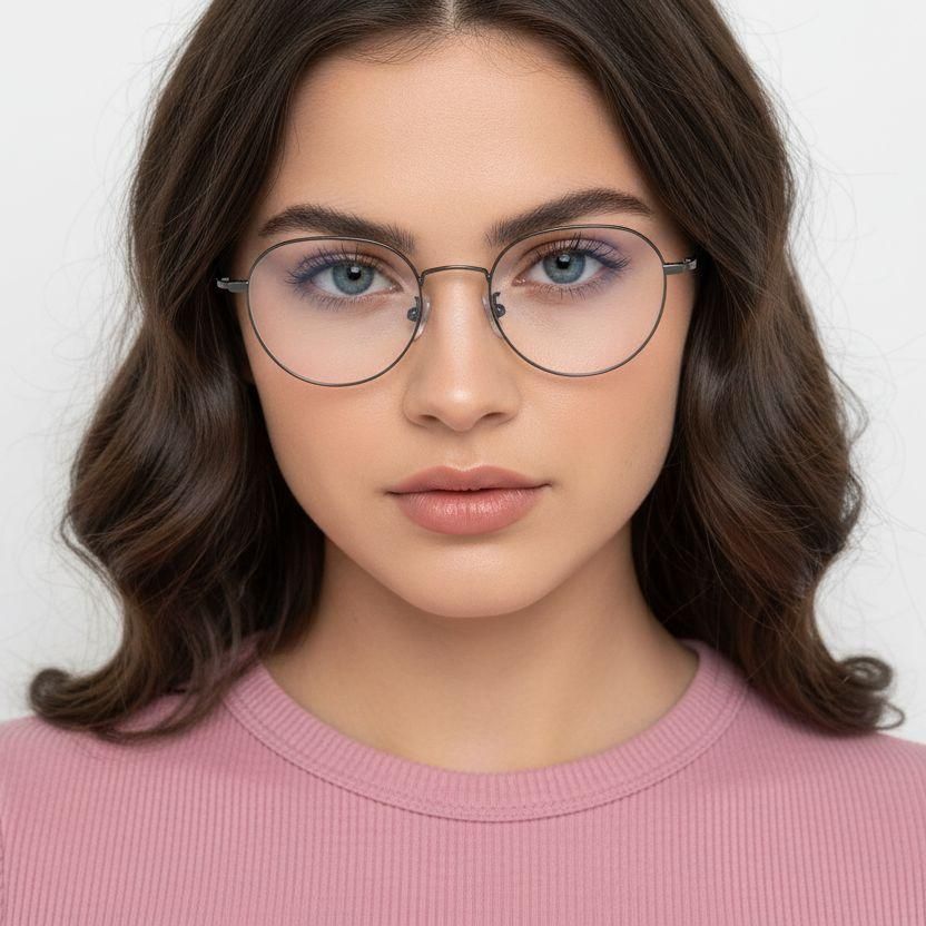 Ovale graue Titanbrille #BS1913-0017