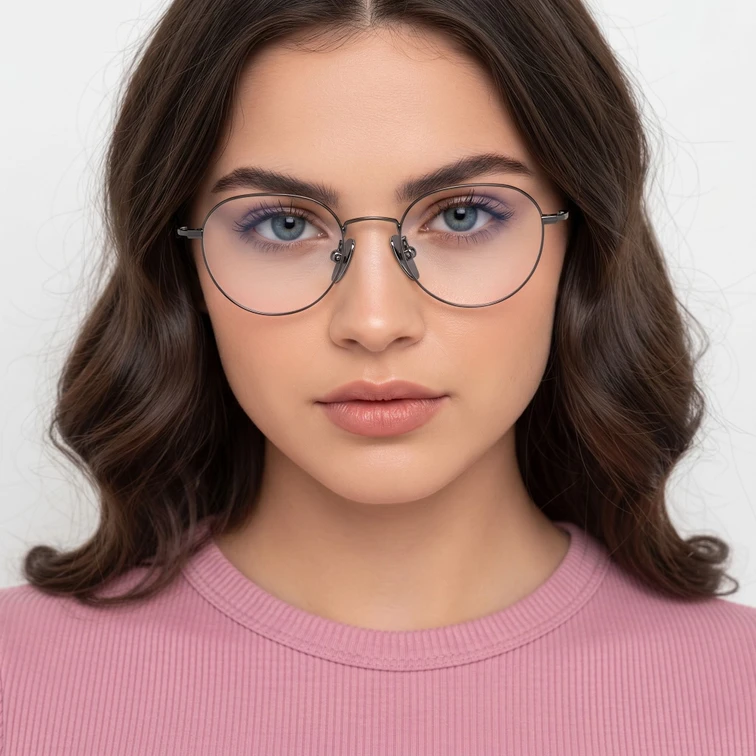 Oval Grey Titanium Glasses #BS1913-0017