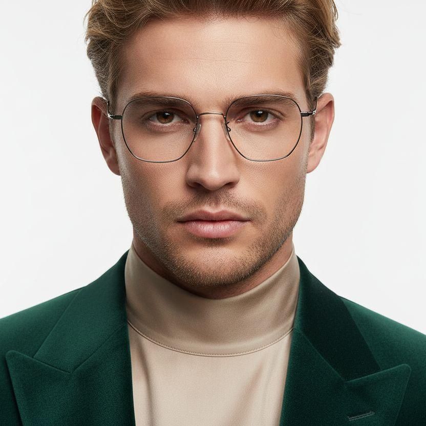 Geometrische graue Titanbrille #BS1913-0020