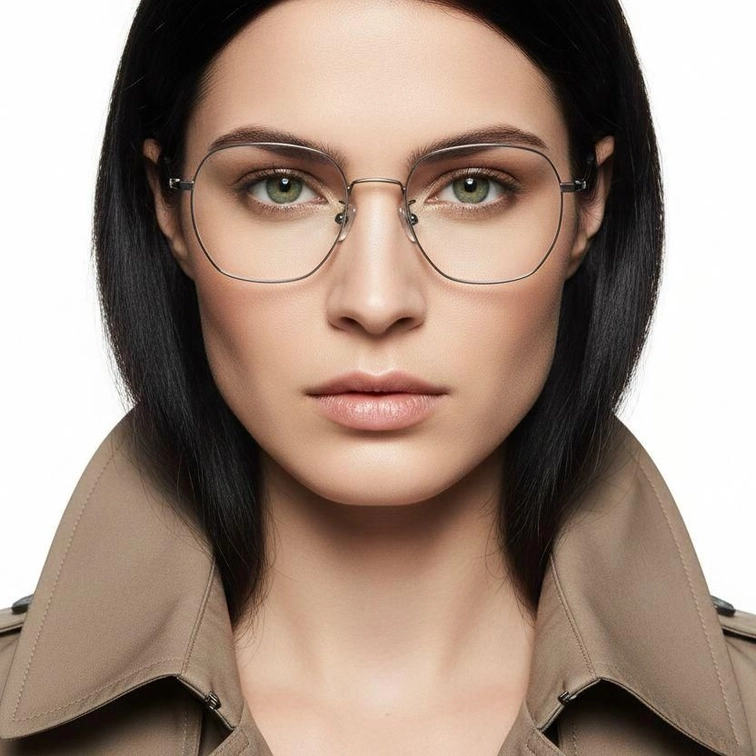 Occhiali in titanio grigio geometrico #BS1913-0020