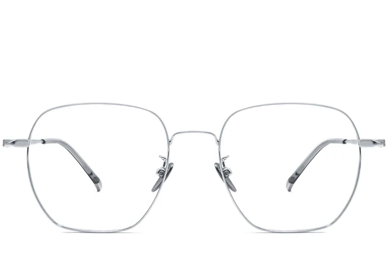 Gafas geométricas de titanio plateado #BS1913-0021