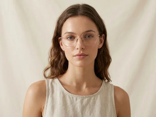 Lunettes géométriques roses en titane #BS1913-0022
